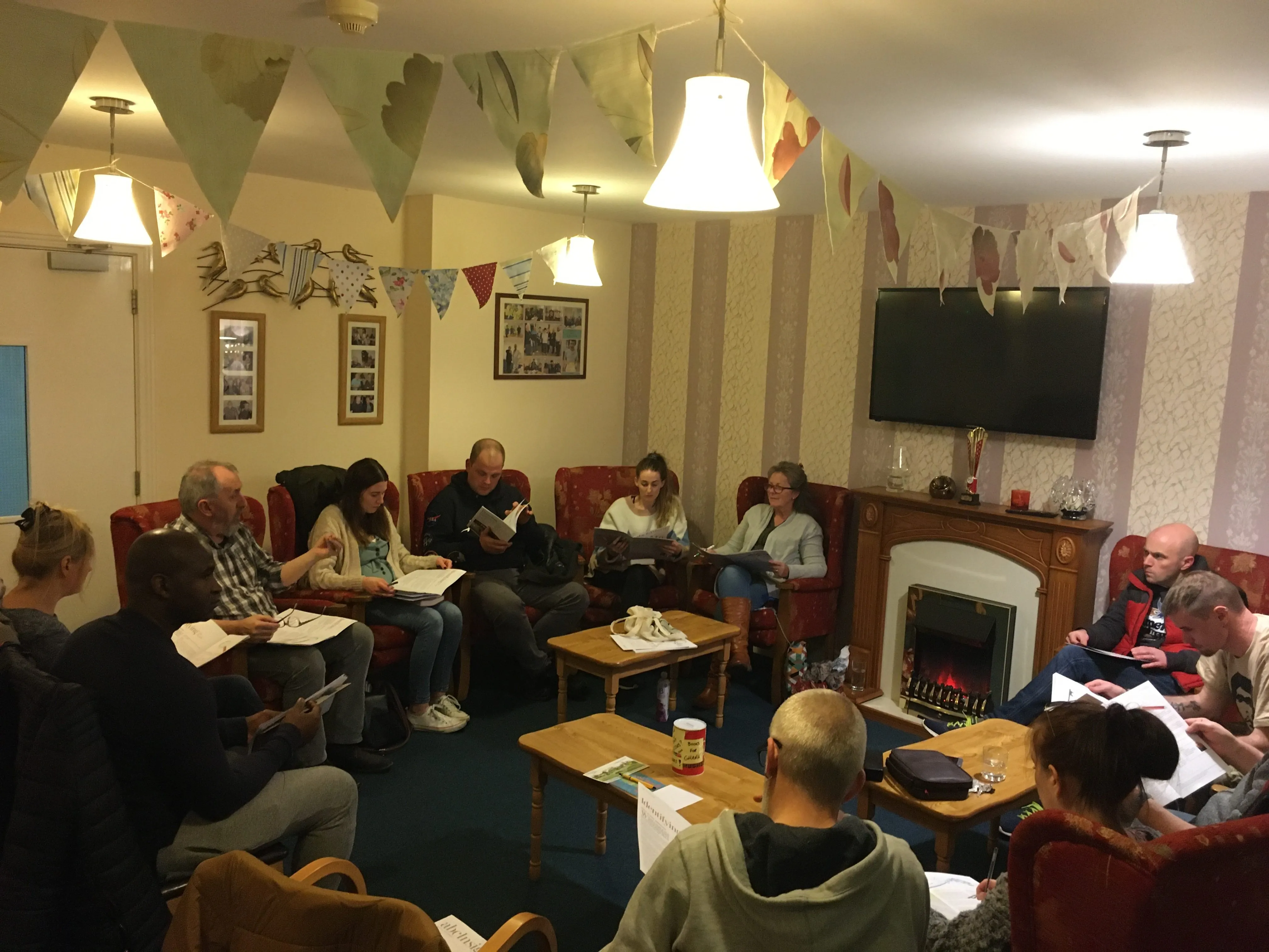 Church community gathered together for Bible study